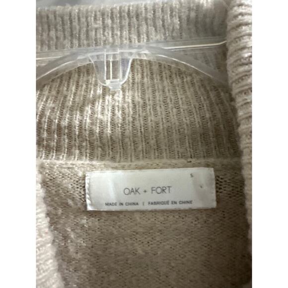 Oak and Fort cream neutral mock neck sweater wool blend size Small - Picture 3 of 6